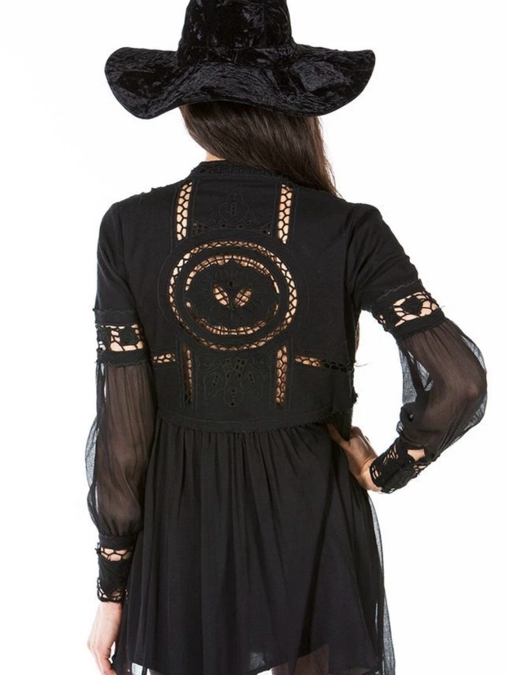 Boho Free People In Dreamland Cutout Embroidered Mini Dress